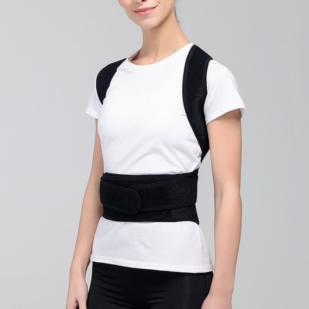 Close-up of adjustable straps on back and shoulder posture corrector