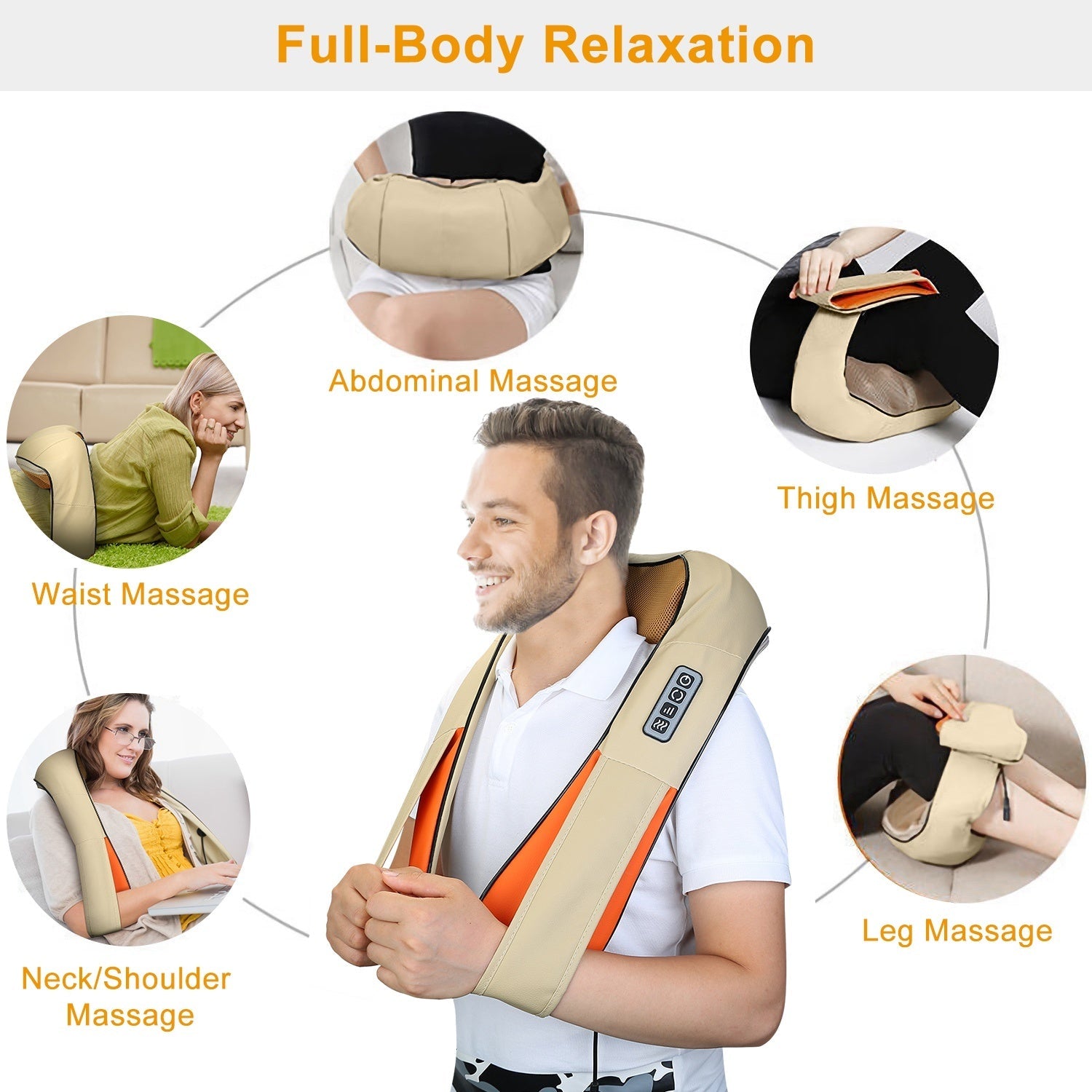 Portable neck and shoulder massager for home, office, and travel use